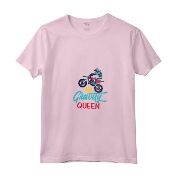 Donna Gravità Regina Divertente Dirt Bike Rider Abbigliamento Motociclista Maglietta con Collo a V - Ideale per Corse di Moto Fuoristrada e Eventi