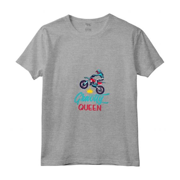 Donna Gravità Regina Divertente Dirt Bike Rider Abbigliamento Motociclista Maglietta con Collo a V - Ideale per Corse di Moto Fuoristrada e Eventi