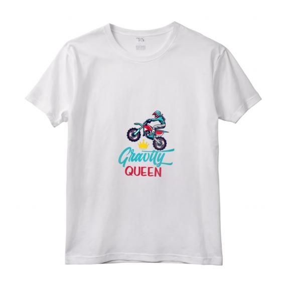 Donna Gravità Regina Divertente Dirt Bike Rider Abbigliamento Motociclista Maglietta con Collo a V - Ideale per Corse di Moto Fuoristrada e Eventi
