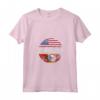 Donna Duel Flag Design Swaziland e Cittadino Americano Maglietta con Collo a V - Orgoglio Nazionale e Bandiera Calcio - Ideale come Regalo Souvenir