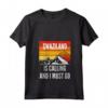 Donna Swaziland È Calling E Devo Andare Maglietta con Collo a V - Design Vintage Montagna Tramonto - Ideale per Viaggiatori