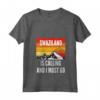 Donna Swaziland È Calling E Devo Andare Maglietta con Collo a V - Design Vintage Montagna Tramonto - Ideale per Viaggiatori