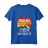 Donna Swaziland È Calling E Devo Andare Maglietta con Collo a V - Design Vintage Montagna Tramonto - Ideale per Viaggiatori