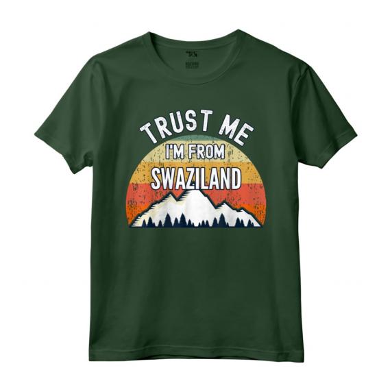 Divertente regalo Swaziland - Fidati di me sono dallo Swaziland Maglietta - Design Colorato Vintage Retrò Tramonto Montagna