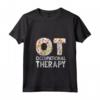 Donna Fiori Terapista Occupazionale - Maglietta con Collo a V - Ideale per Terapista Occupazionale o Assistente - Design OT Occupational Therapy
