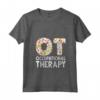 Donna Fiori Terapista Occupazionale - Maglietta con Collo a V - Ideale per Terapista Occupazionale o Assistente - Design OT Occupational Therapy