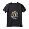 Donna Boho Retro Vintage Rainbow Terapista Occupazionale Terapista Maglietta con Collo a V - Stile Retro e Colorato per Terapisti Pediatrici