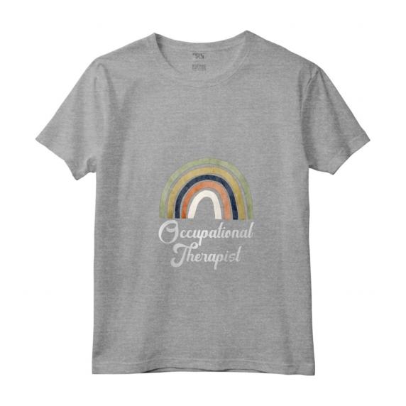 Donna Boho Retro Vintage Rainbow Terapista Occupazionale Terapista Maglietta con Collo a V - Stile Retro e Colorato per Terapisti Pediatrici