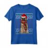 Ugly Christmas Belgian Tervuren Natale Maglietta - Regalo Divertente per Amanti dei Cani - Design con Cane e Cappello di Babbo Natale