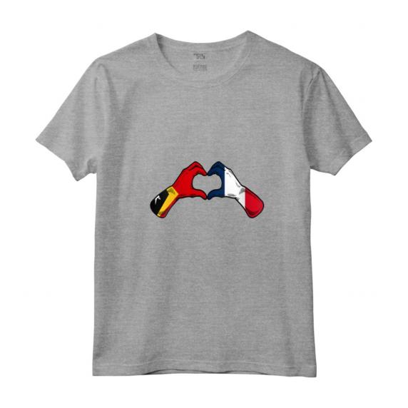 Timor Est, Bandiera della Francia - Timor Cuore Francese Maglietta con Collo a V - Design Mix Heritage per Uomini e Donne