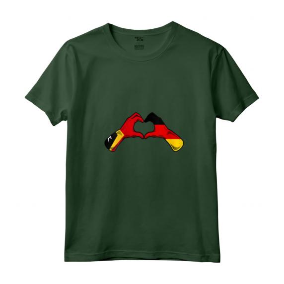 Timor Est, Bandiera della Germania - Cuore Tedesco-Timorese Maglietta con Collo a V - Ideale per Regalo di Heritage Misto