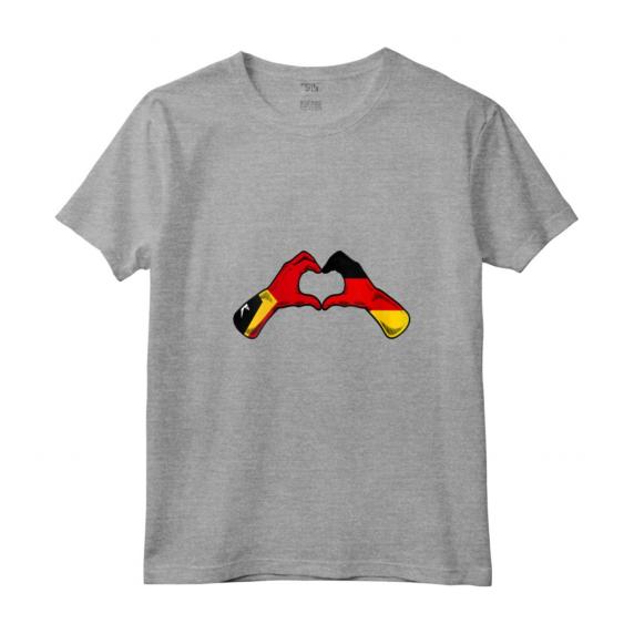 Timor Est, Bandiera della Germania - Cuore Tedesco-Timorese Maglietta con Collo a V - Ideale per Regalo di Heritage Misto