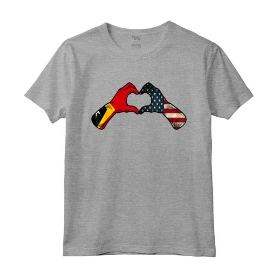 Timor Est, bandiera americana degli Stati Uniti d'America, cuore timorese Maglietta - Heritage Design - Ideale per Latin Pride e Orgoglio Americano