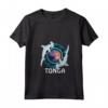 Donna Squalo martello Regno di Tonga Maglietta con Collo a V - Design Unico Polinesiano per Amanti del Mare e Viaggiatori del Regno di Tonga