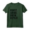 Roast Grind Brew Repeat - Maglietta Abbigliamento per Tostatura di Caffè Nero - Ideale per Amanti del Caffè e Baristi