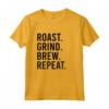 Roast Grind Brew Repeat - Maglietta Abbigliamento per Tostatura di Caffè Nero - Ideale per Amanti del Caffè e Baristi