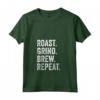 Donna Roast Grind Brew Repeat Maglietta - Perfetta per Amanti del Caffè e Baristi - Tostatura Caffè Nero e Chicchi di Caffè Verde