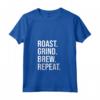 Donna Abbigliamento per Tostatura di Caffè Nero - Roast Grind Brew Repeat Maglietta con Collo a V per Amanti del Caffè - Ideale per Regalo Unico