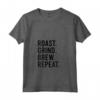 Donna Abbigliamento per Tostatura di Caffè Nero - Roast Grind Brew Repeat Maglietta con Collo a V - Ideale per Amanti del Caffè e Baristi