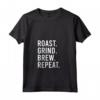 Donna Abbigliamento Roast Grind Brew Repeat - Maglietta per Amanti del Caffè con Collo a V - Ideale per Baristi e Torrefattori