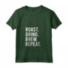 Donna Abbigliamento Roast Grind Brew Repeat - Maglietta per Amanti del Caffè con Collo a V - Ideale per Baristi e Torrefattori