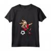 Donna Dabbing Dog Trinidad e Tobago Calcio - Maglietta Trinidadian Flag con Collo a V per Tifosi di Calcio - Regalo per Compleanno o Natale