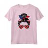 Trinidad e Tobago American Messy Bun USA Bandiera Trinidad Maglietta - Ideale per Regalo di Compleanno o Natale per Donne Trinidadiane e Americane