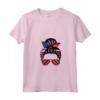 Donna Trinidad e Tobago American Messy Bun USA Bandiera Trinidad Maglietta con Collo a V - Ideale come Regalo per Compleanni e Feste