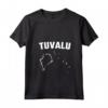 Tuvalu Isolato Bianco Silhouette Mappa Maglietta con Collo a V - Orgoglio Tuvaluan - Ideale per Residenti e Appassionati di Tuvalu