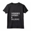 Donna Weekend Whisky e Vallhund - Divertente Maglietta con Collo a V per Amanti dei Cani Svedesi - Ideale per un Look Rilassato