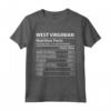 Fatti Nutrizionali della Virginia Occidentale - Divertente West Virginia Pride Maglietta - Regalo Ideale per Residenti della Virginia Occidentale